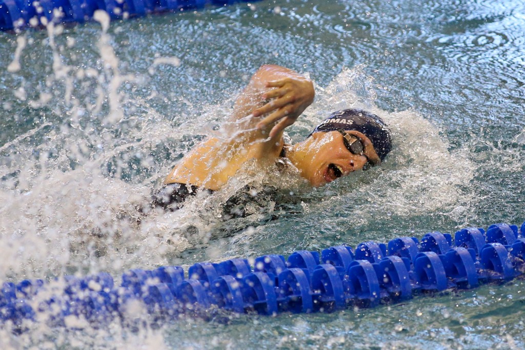 Leah Thomas, Ben Quakers swimmer, swims the 100th Freestyle at the NCAA Swimming and Diving Championships.