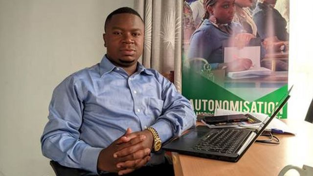 Professor Joel Baraka in his office in Goma