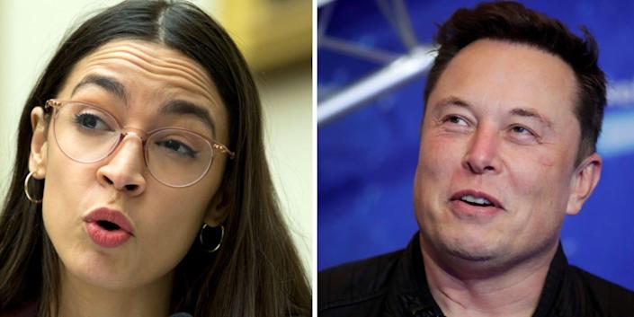 Representative Alexandria Ocasio-Cortez and Elon Musk