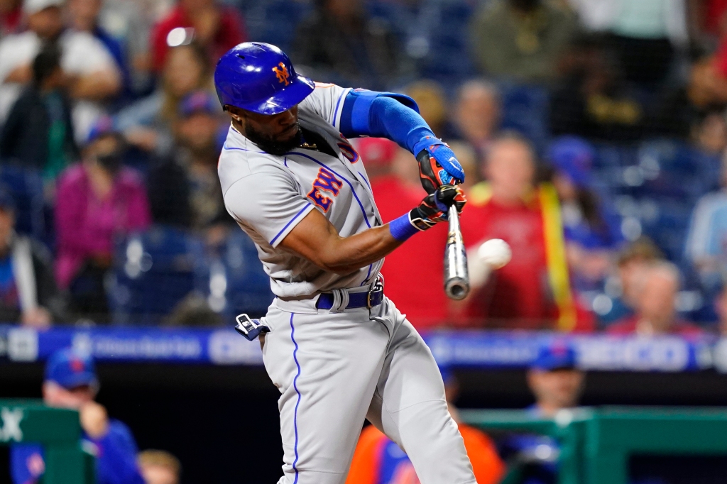 Starling Marte rips a double RBI in the ninth inning.