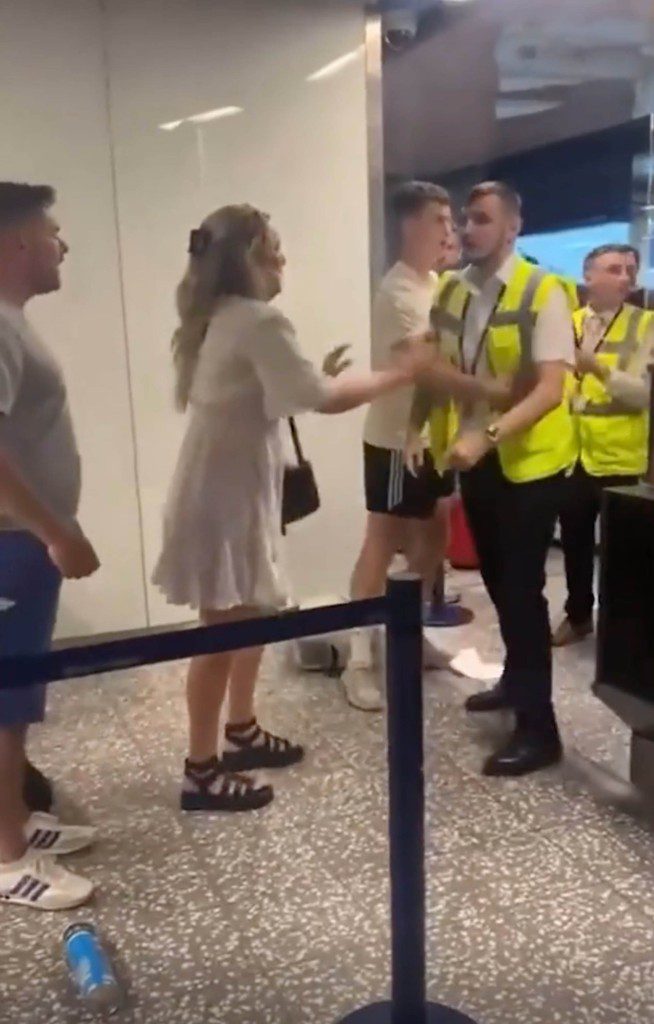 Screenshot from a video of the airport brawl