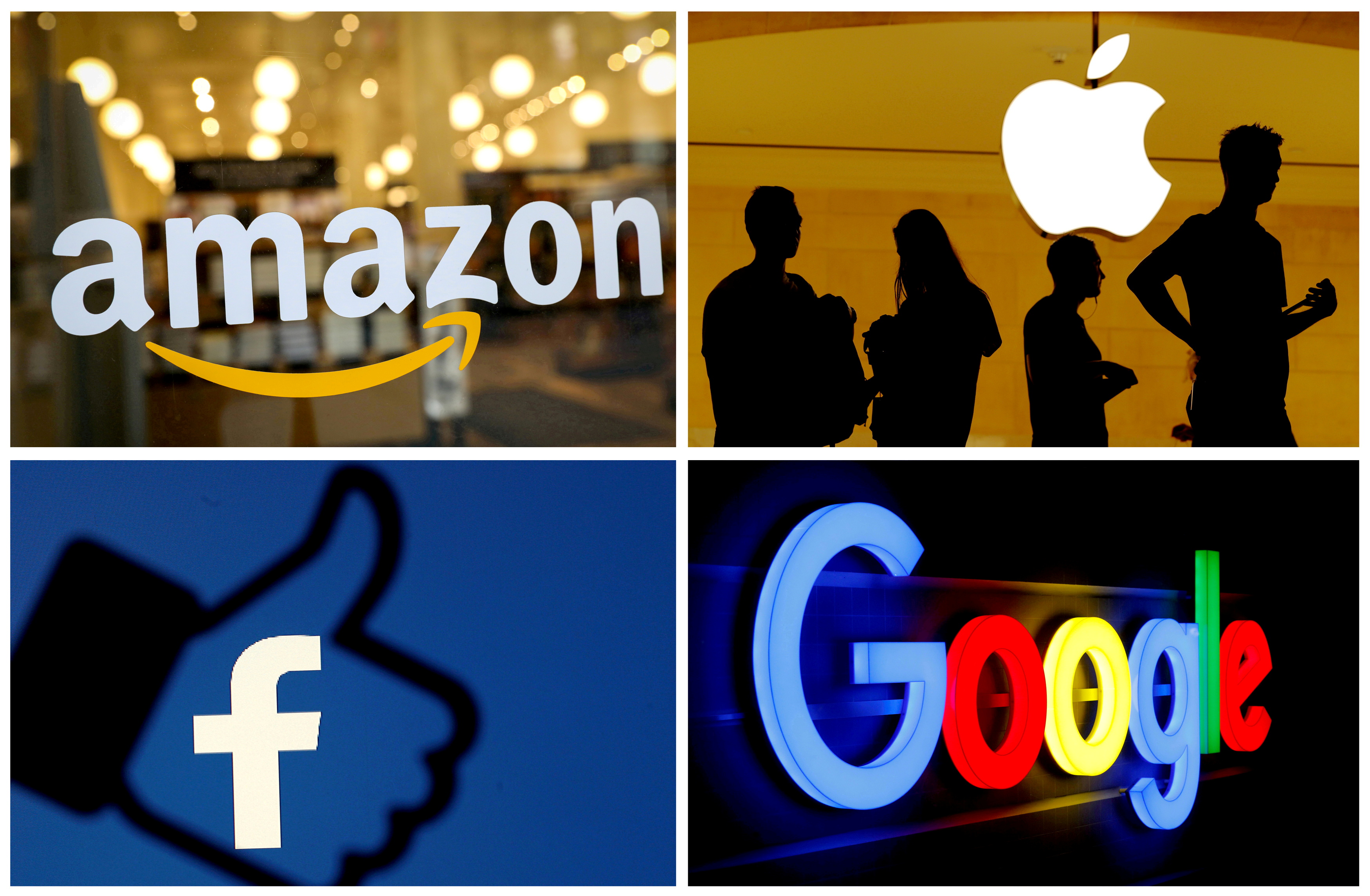 Amazon, Apple, Facebook and Google logos