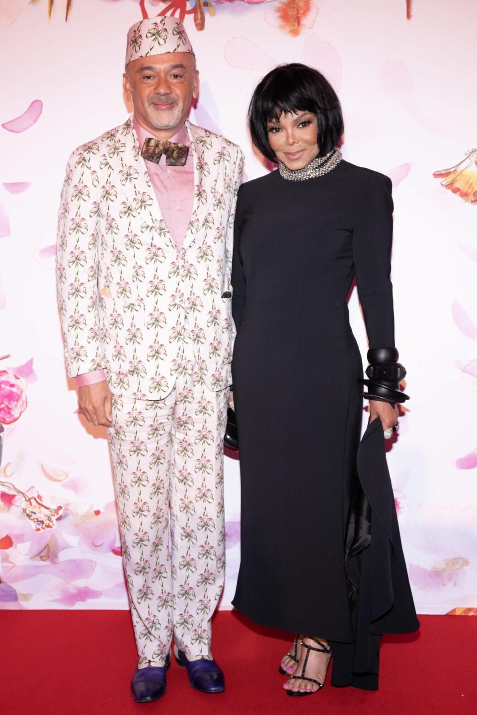 MONTE CARLO, MONACO - JULY 08: (Editor's note: NO TABLOIDS WEB & PRINT) (LR) Christian Louboutin and Janet Jackson attend the Rose Bowl 2022 on July 08, 2022 in Monte Carlo, Monaco.  (Photo by PLS Pool / Getty Images)