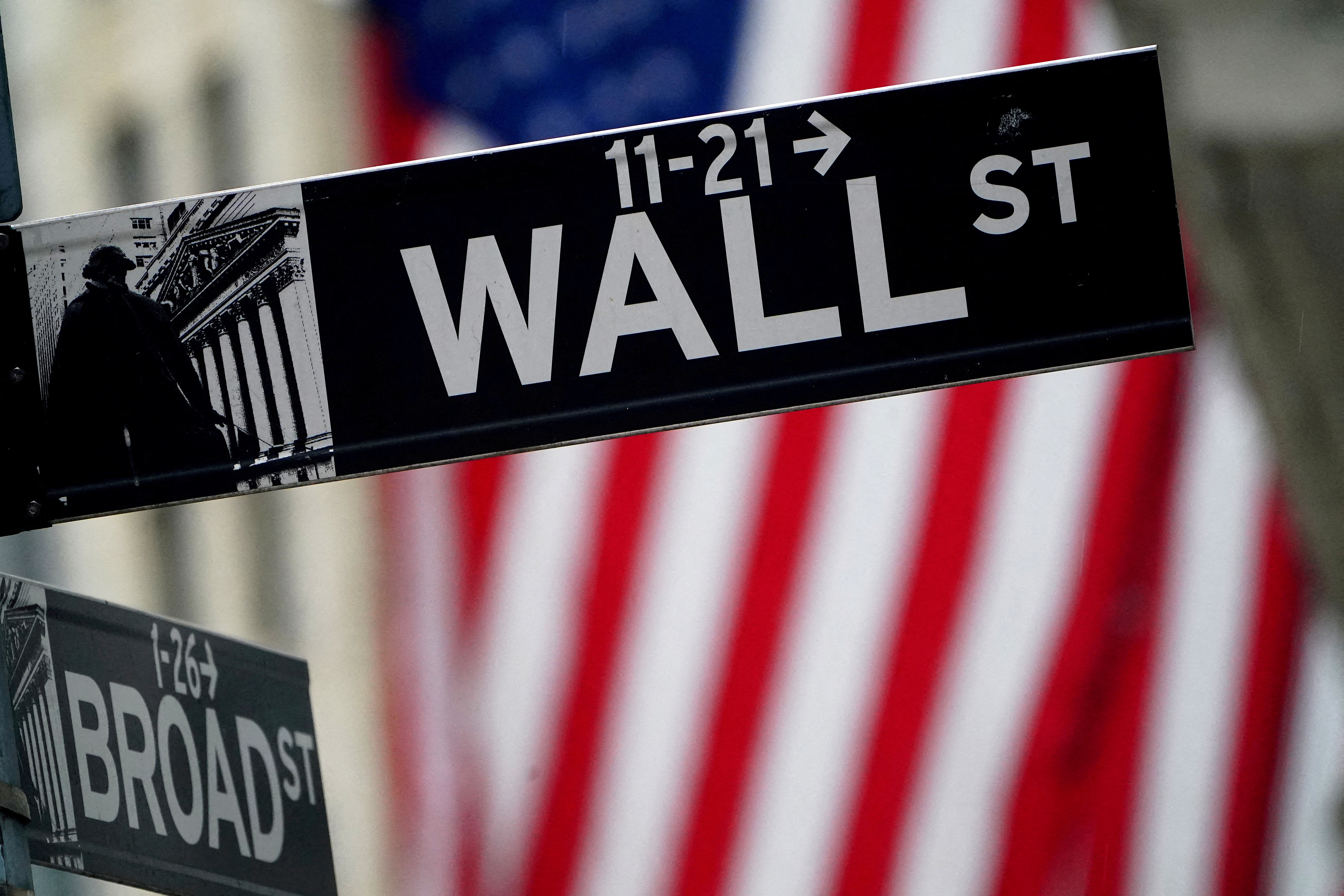 Picture of a Wall Street sign outside the New York Stock Exchange in New York City